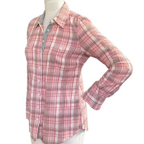 Aventura Organic Plaid Button Down Long Sleeve Shirt Sz S #41A - Picture 4 of 9